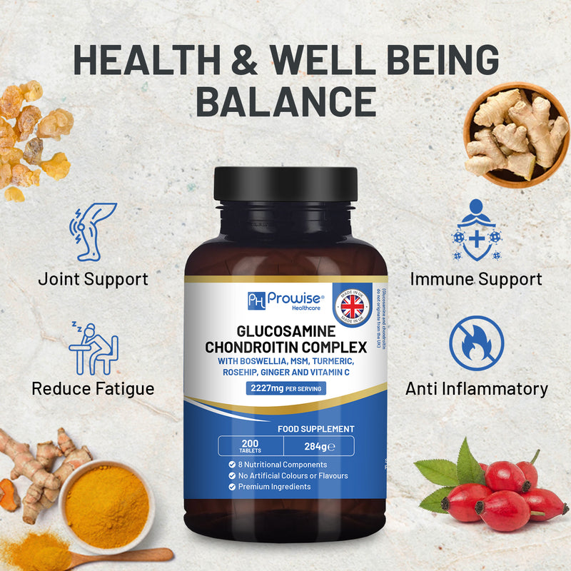Prowise Healthcare glucosamine chondroitin complex 200 tablets, imported from the UK