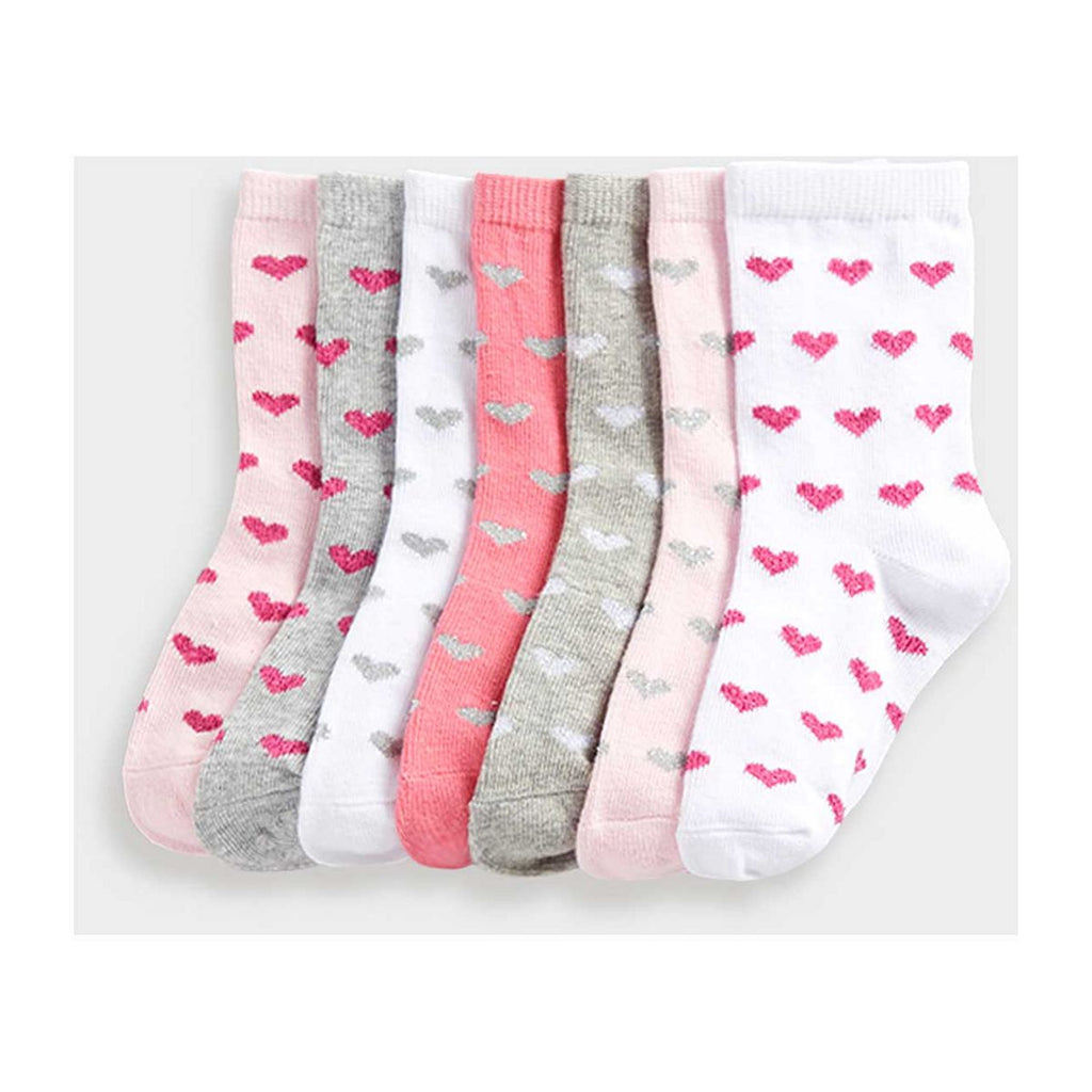 Mothercare Glitter Heart Socks - 7 Pack