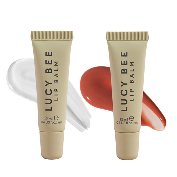 Lucy Bee hydrating lip balm duo clear and tinted, UK version