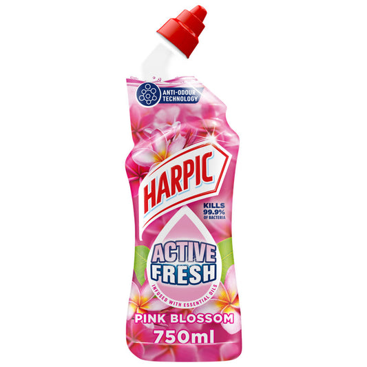 Harpic Active Fresh Toilet Cleaner Gel, Pink Blossom Scent Accessories & Cleaning ASDA   