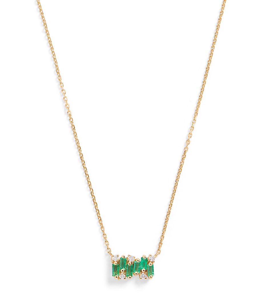 Suzanne Kalan emerald and diamond pendant necklace, imported from the UK
