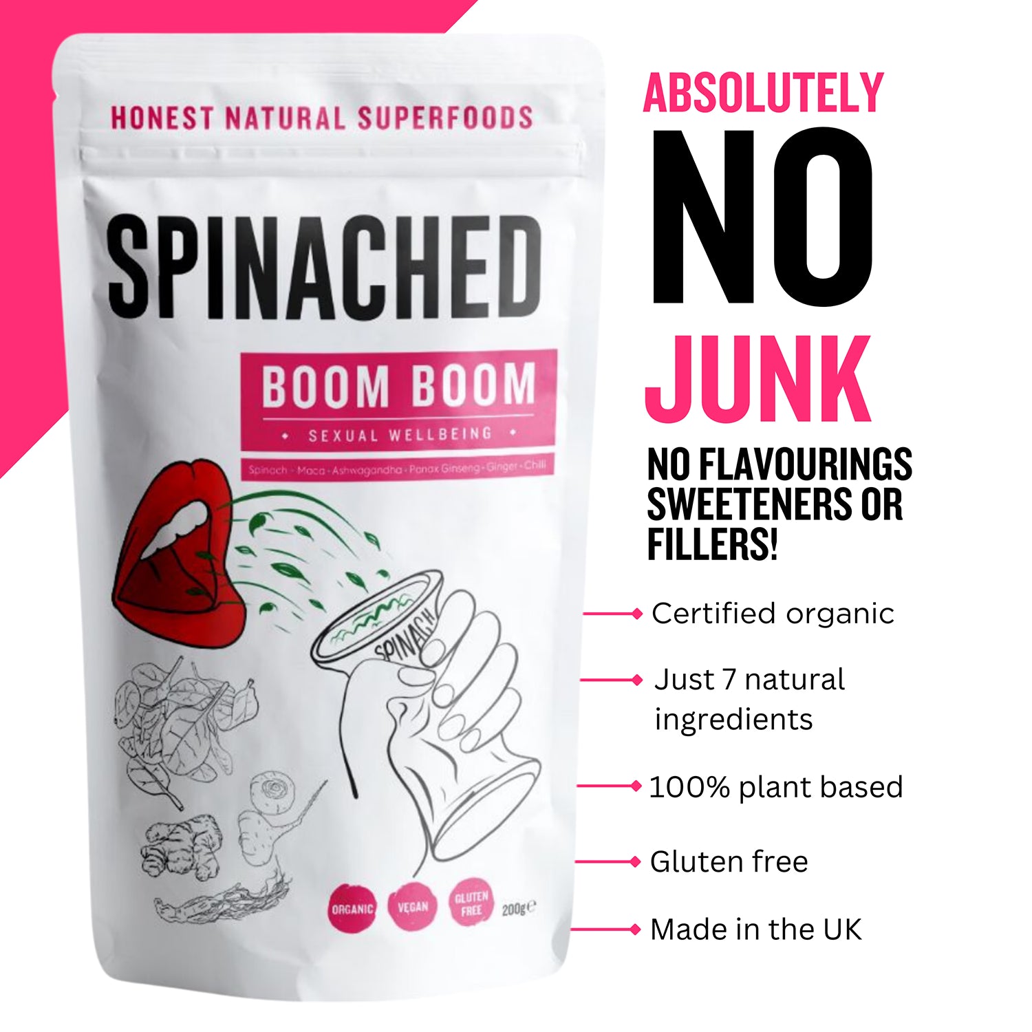 Spinached Boom Boom superfood powder 200g, UK version