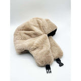 SVNX plush trapper hat in beige, imported from the UK
