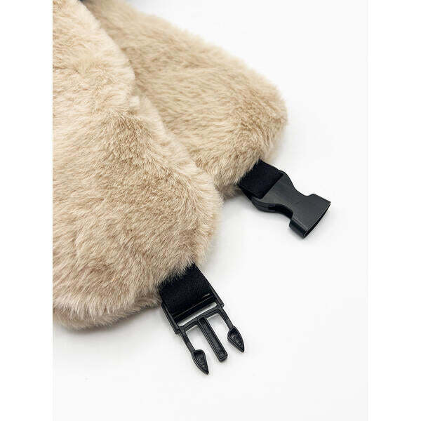SVNX plush trapper hat in beige, imported from the UK