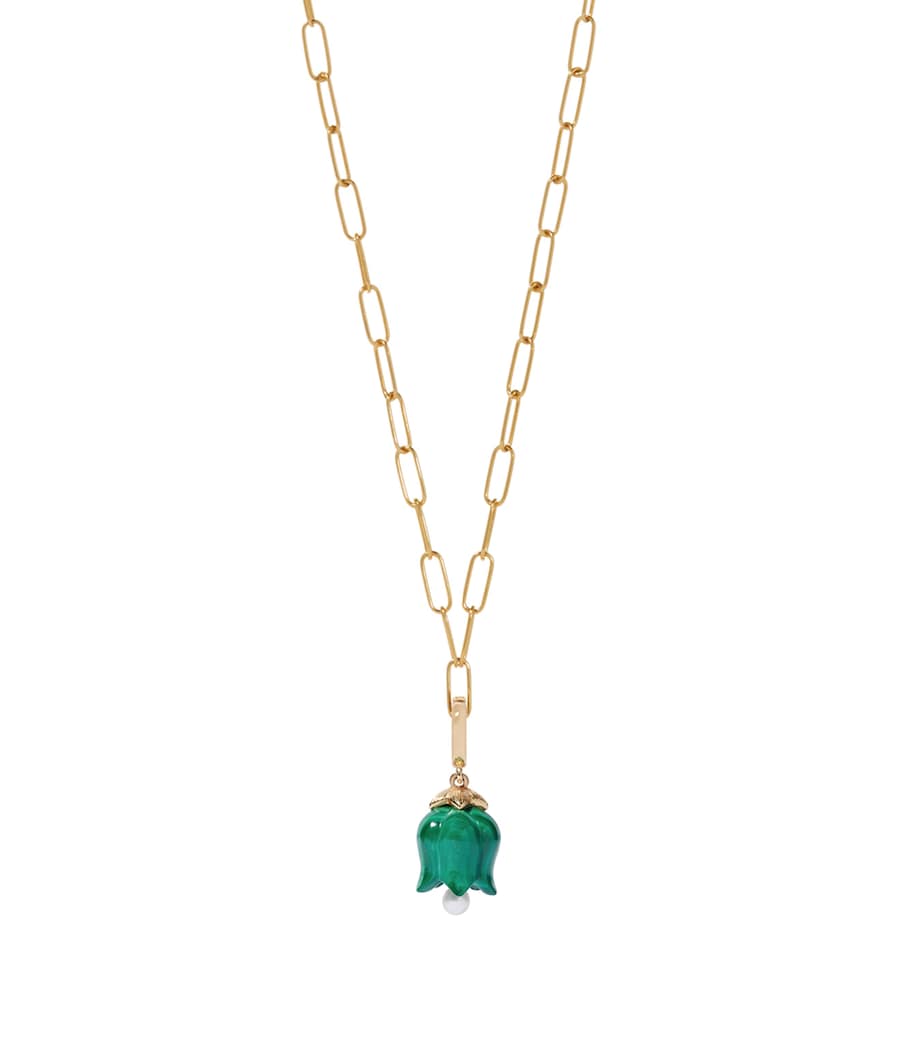 Annoushka yellow gold malachite tulip charm, imported from the UK