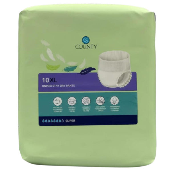 County Stay Dry incontinence pants super absorbency pack of 10, UK version