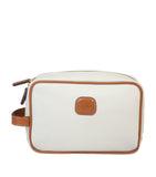 Bric's Firenze wash bag cream embossed PVC leather trims, imported from the UK