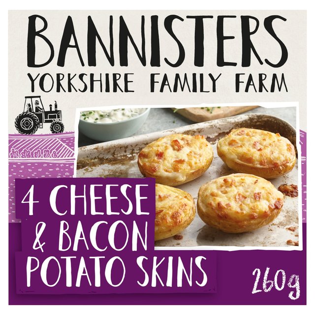 Bannisters Farm 4 Cheese & Bacon Baked Potato Skins   260g