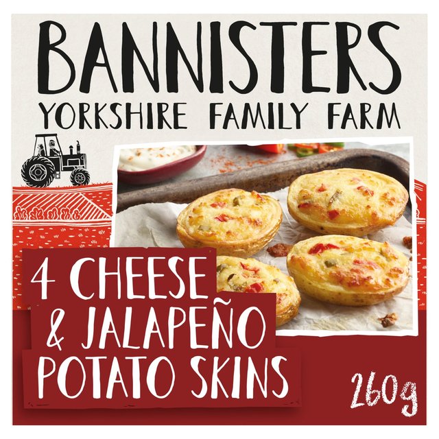 Bannisters Farm 4 Cheese & Jalapeno Baked Potato Skins   260g GOODS M&S   