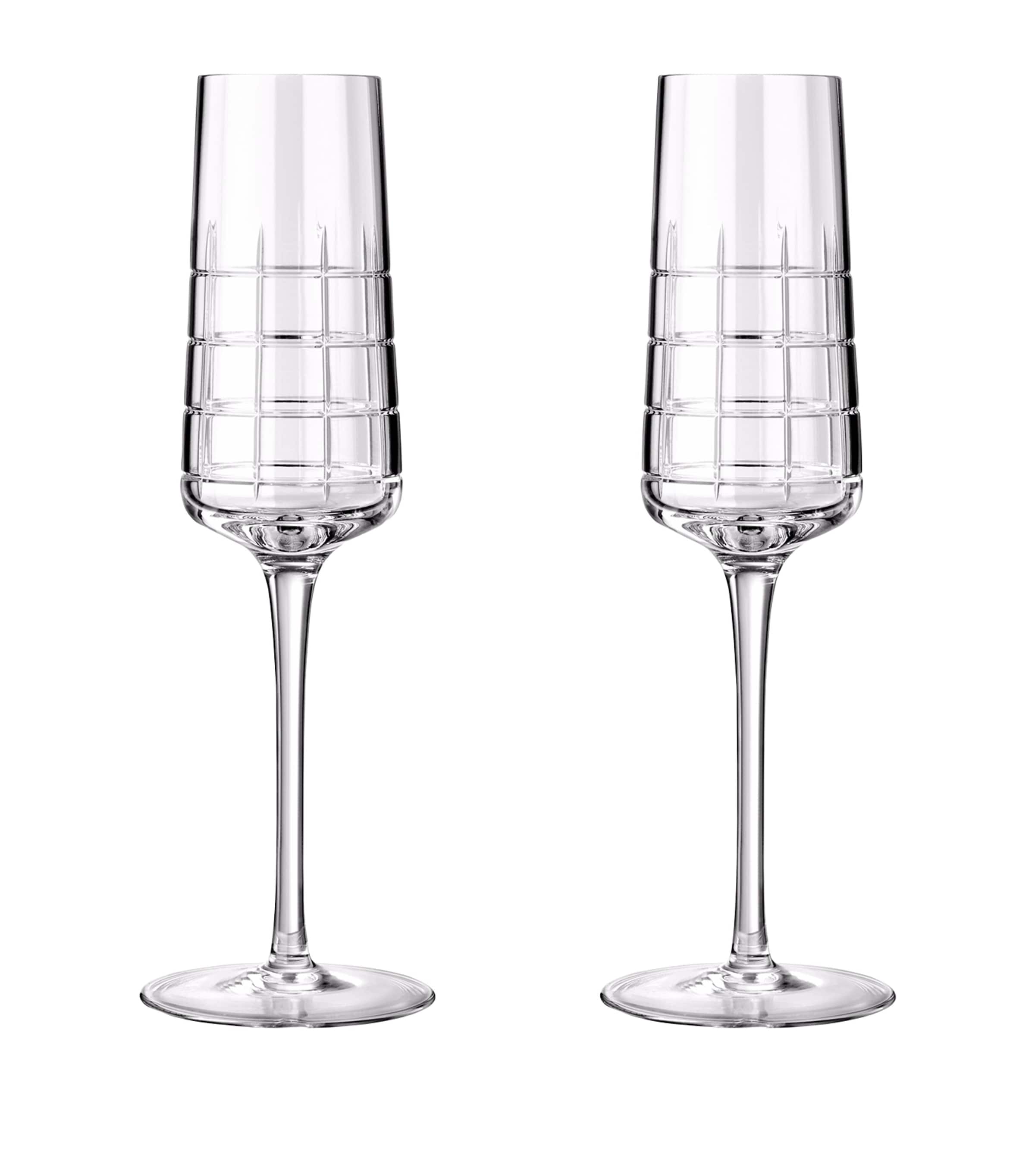 Christofle Graphik Crystal champagne flutes set of 2 170ml - British product