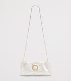 Malone Souliers Vittoria satin clutch bag with faux pearls, imported from the UK