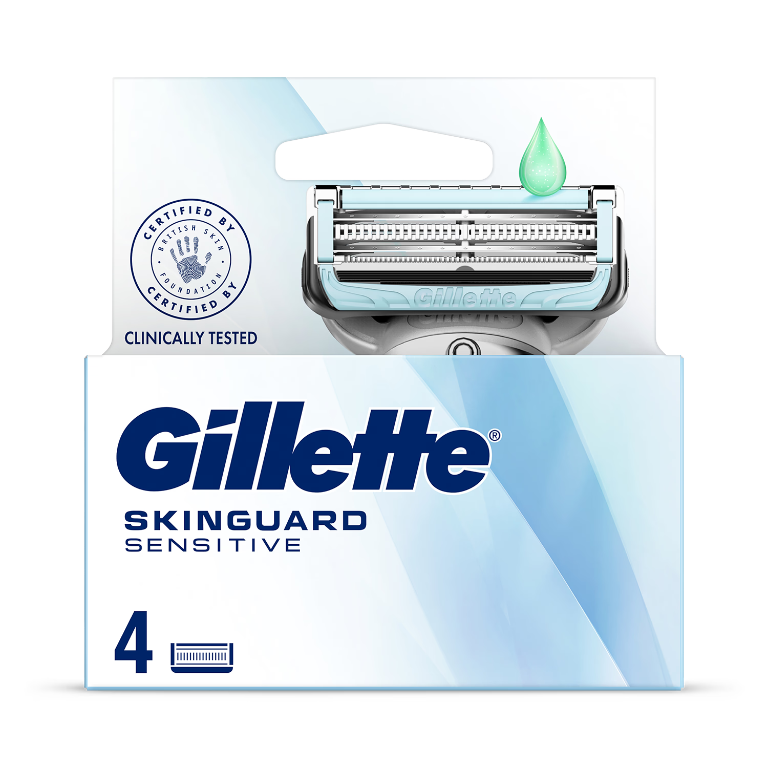 Gillette SkinGuard Sensitive razor blade refills 4 blades (British brand)
