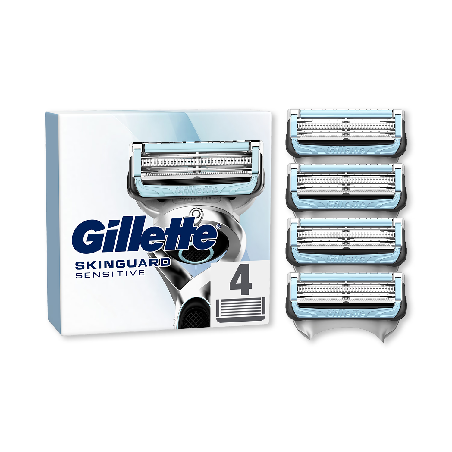 Gillette SkinGuard Sensitive razor blade refills 4 blades (British brand)