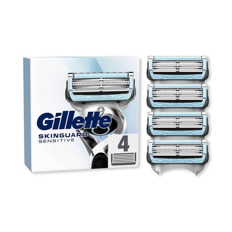 Gillette SkinGuard Sensitive razor blade refills 4 blades (British brand)