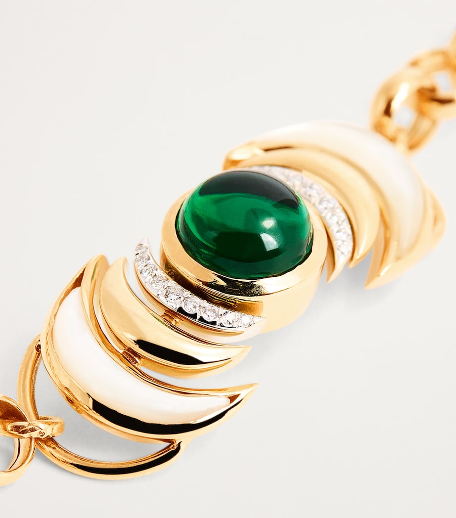 L'Atelier Nawbar yellow gold malachite diamond necklace, UK version