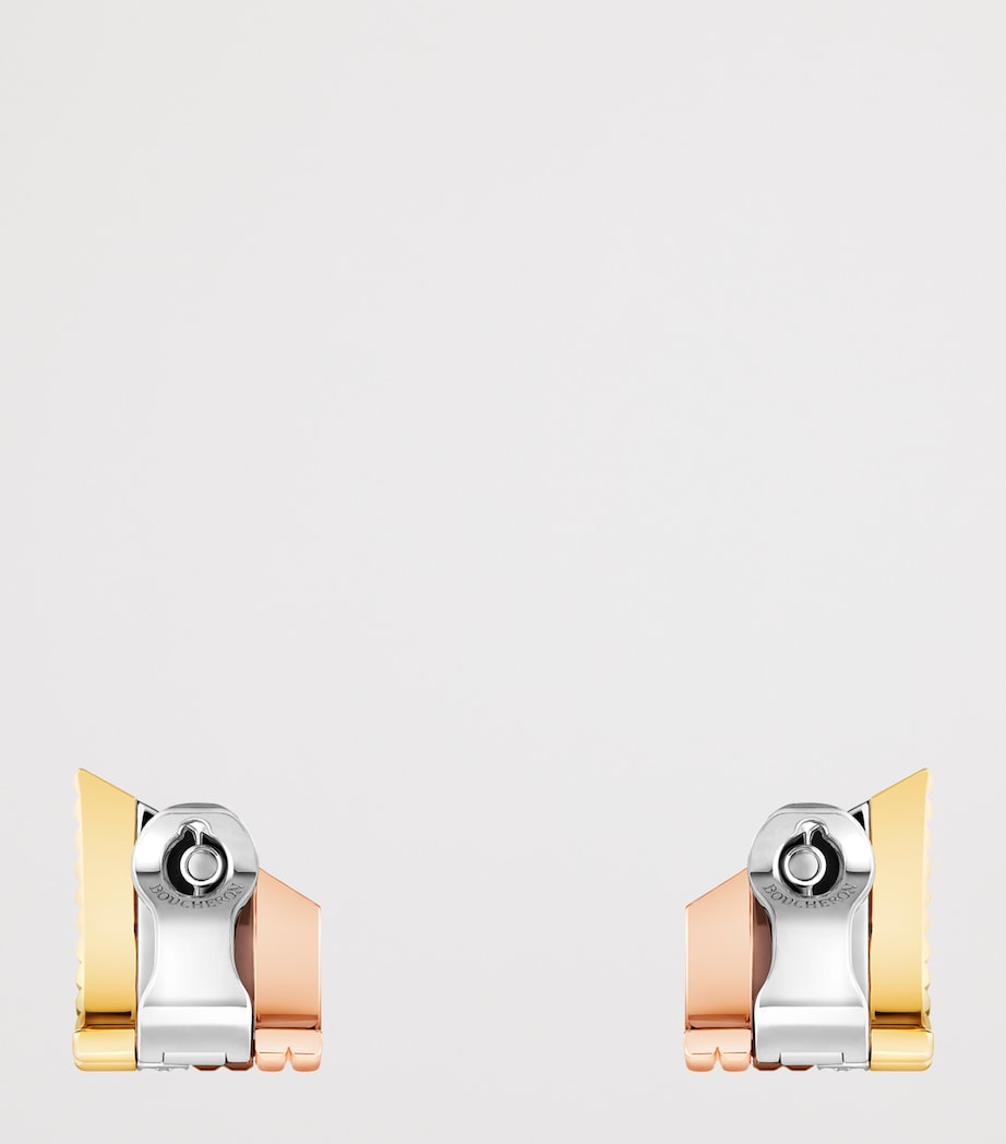 Boucheron Quatre Classique stud earrings mixed gold and diamond (British brand)
