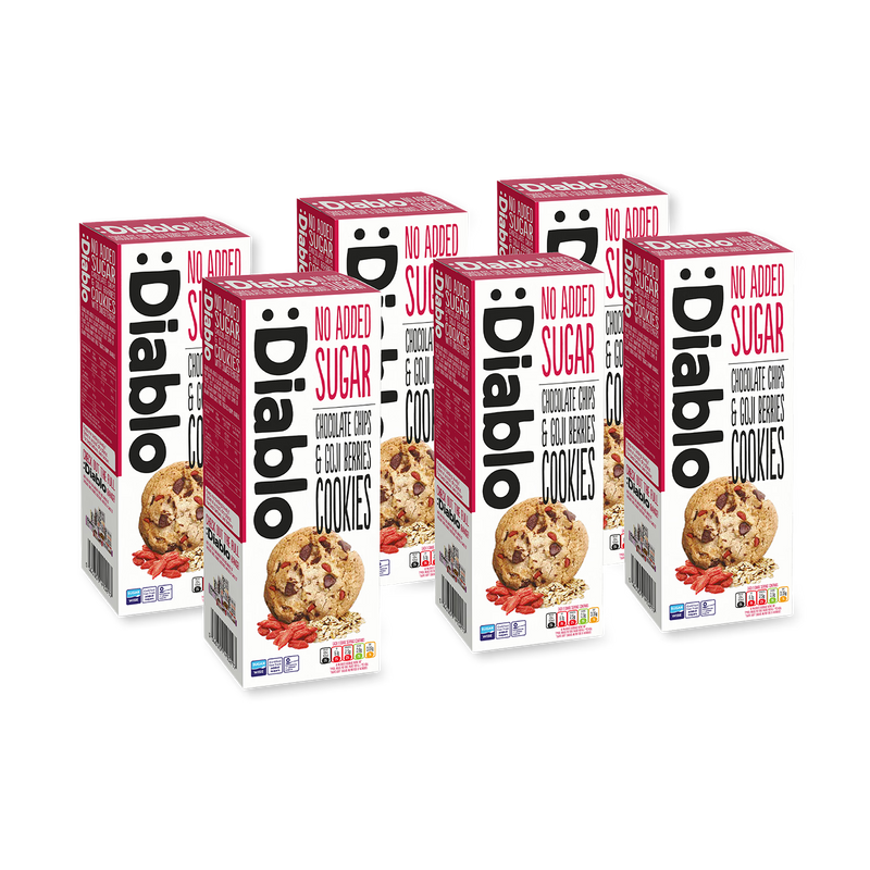 Diablo no added sugar chocolate chip goji berry cookies 135g, imported from the UK