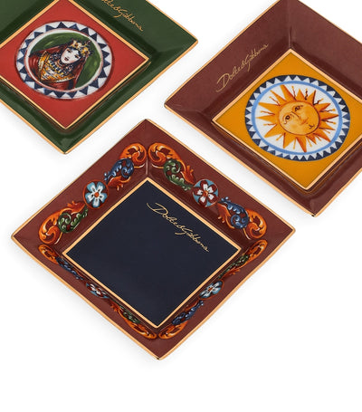 Set of 3 Carretto Decorative Square Plates, 10cm