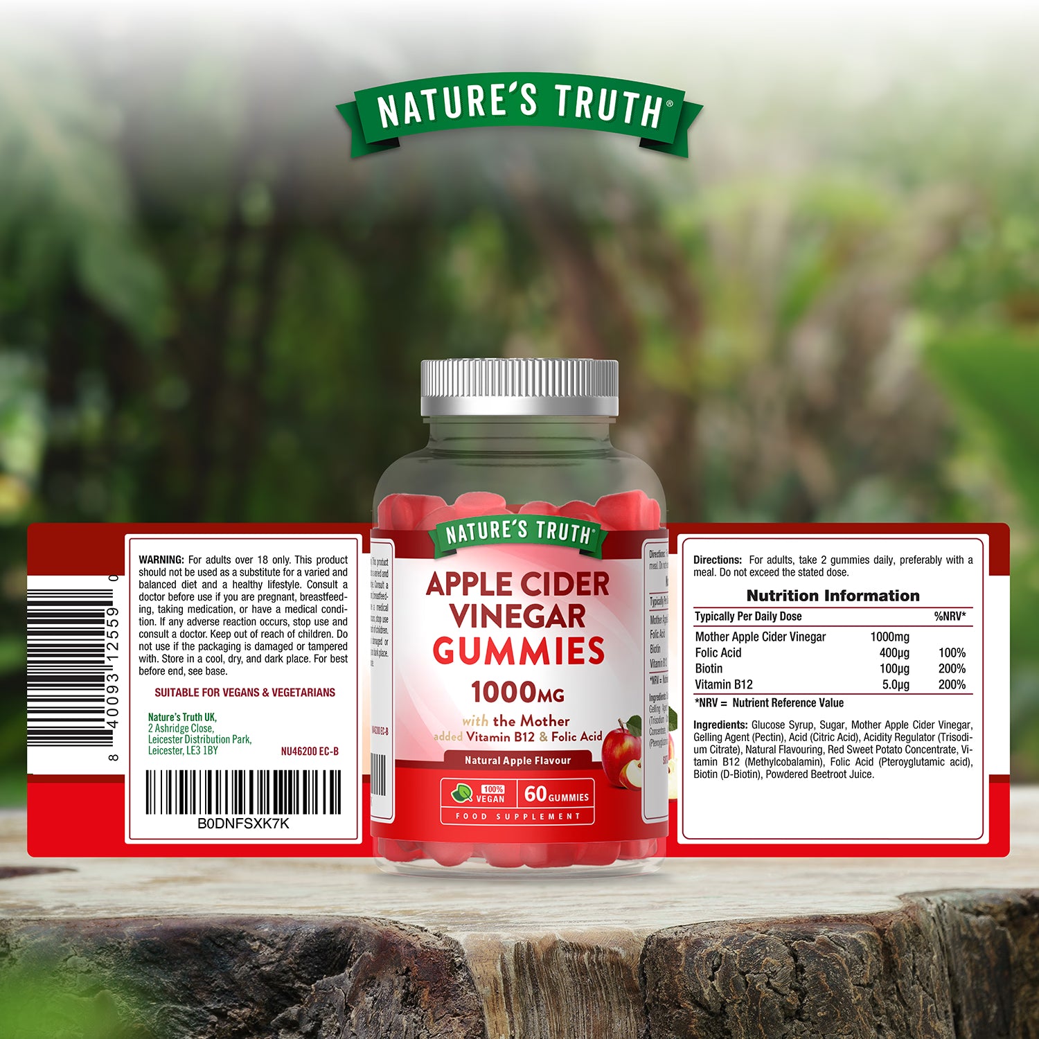 Nature's Truth Apple Cider Vinegar Ginger Gummies 60 count (British brand)