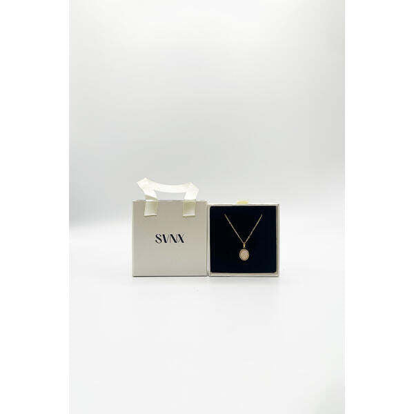 SVNX pink stone pendant necklace stainless steel - British product