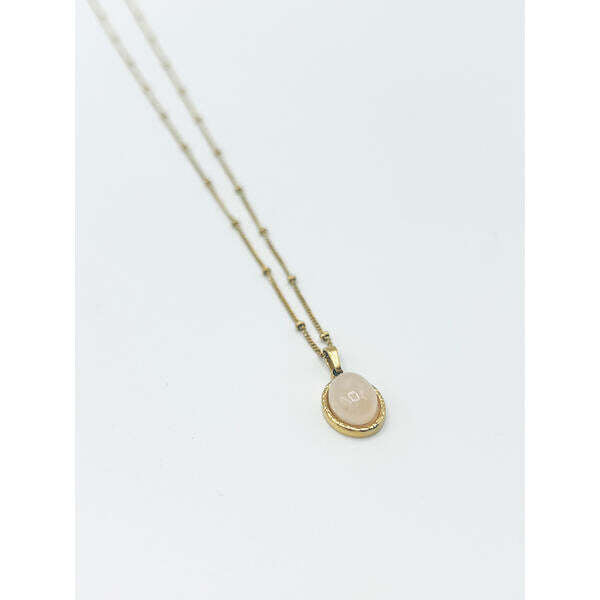 SVNX pink stone pendant necklace stainless steel - British product