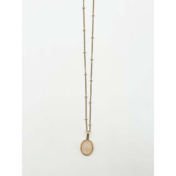SVNX pink stone pendant necklace stainless steel - British product