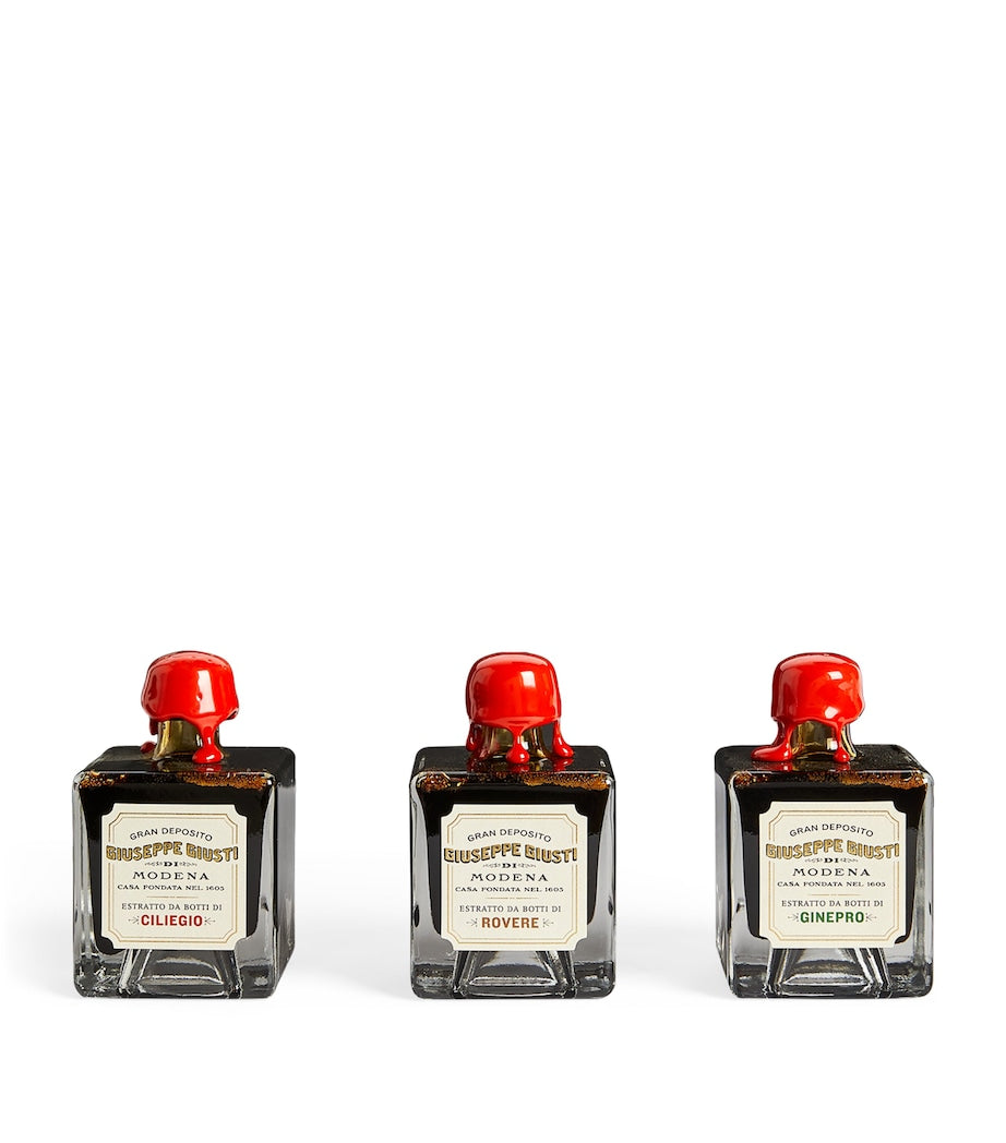 Giuseppe Giusti balsamic vinegar gift set with three wood flavours (3 x 50ml), UK version