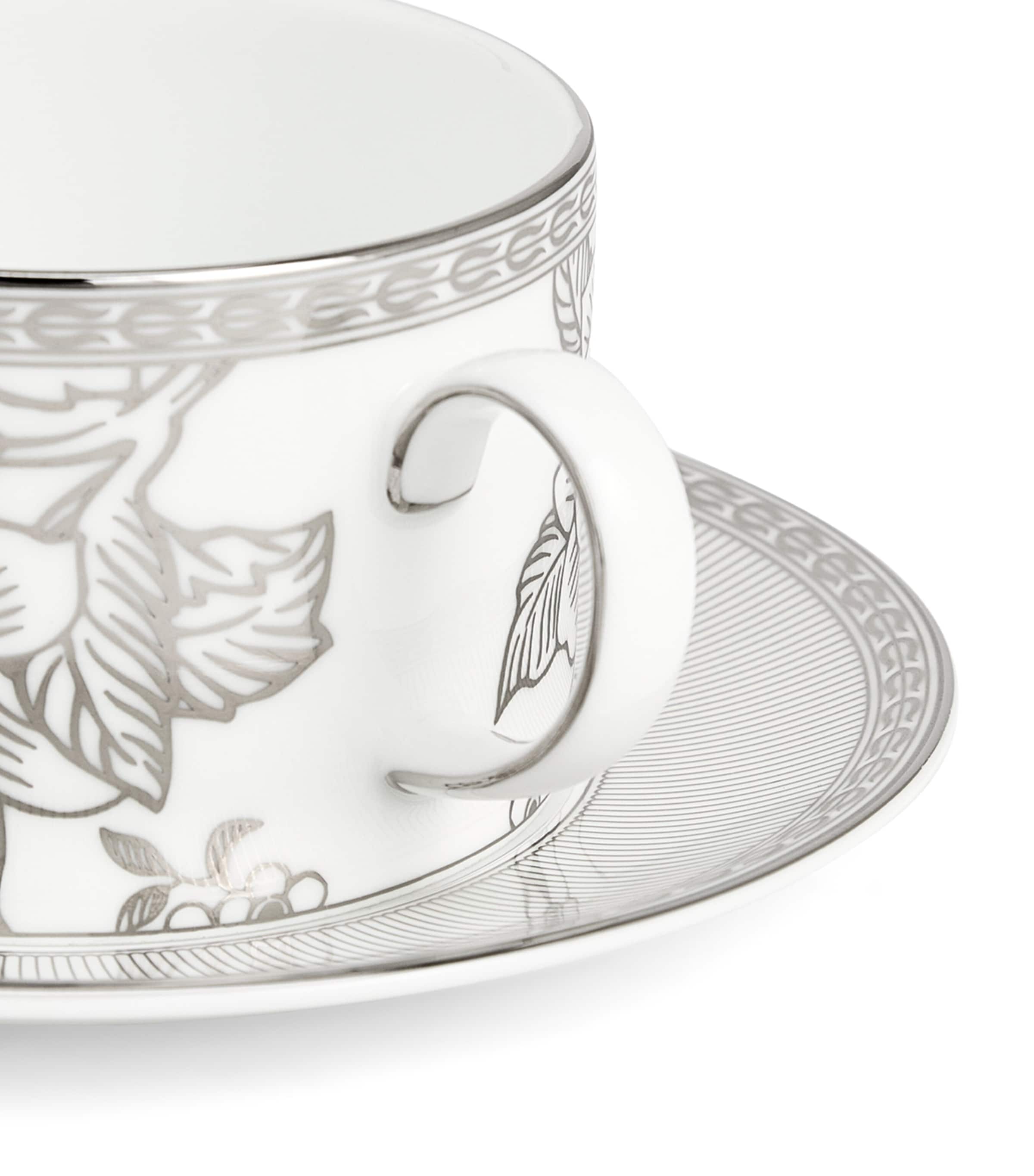Wedgwood Silver Tonquin teacup and saucer (British brand)