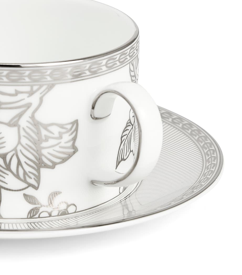Wedgwood Silver Tonquin teacup and saucer (British brand)