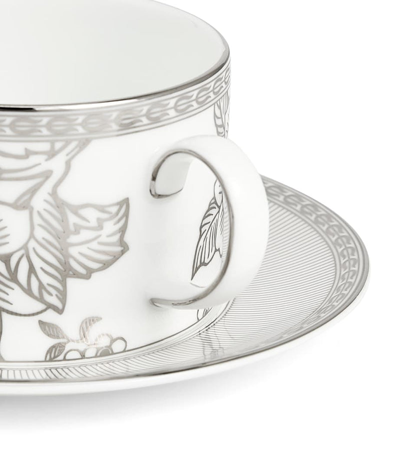 Wedgwood Silver Tonquin teacup and saucer (British brand)