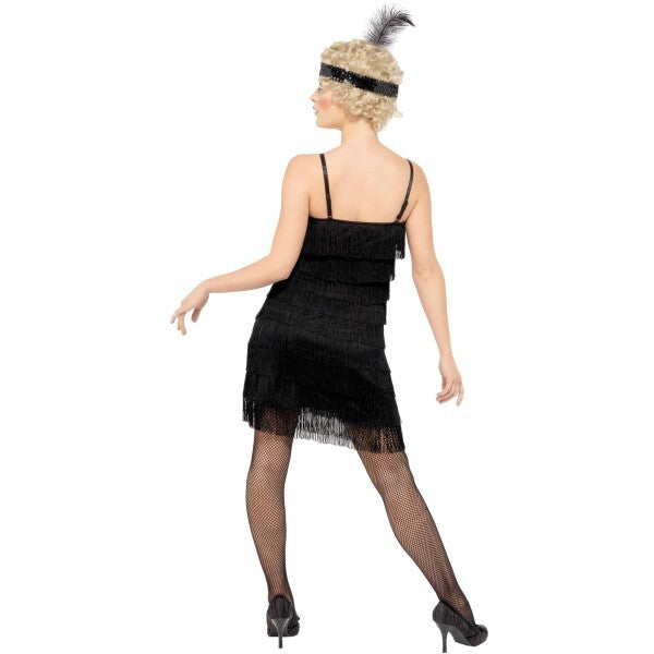 Smiffys Fringe Flapper Costume with dress and headpiece, UK version