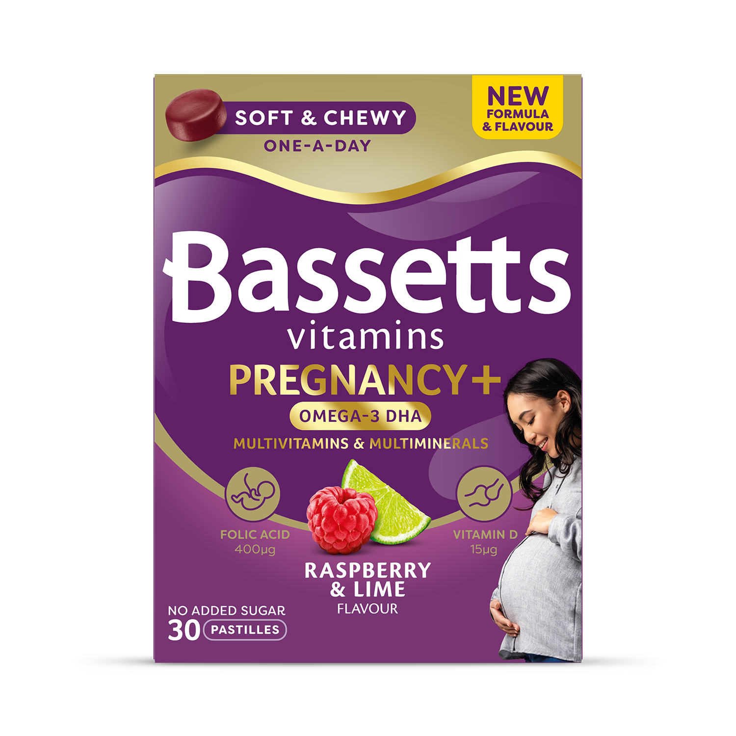 Bassetts pregnancy multivitamin gummies raspberry lime 30 count - British product