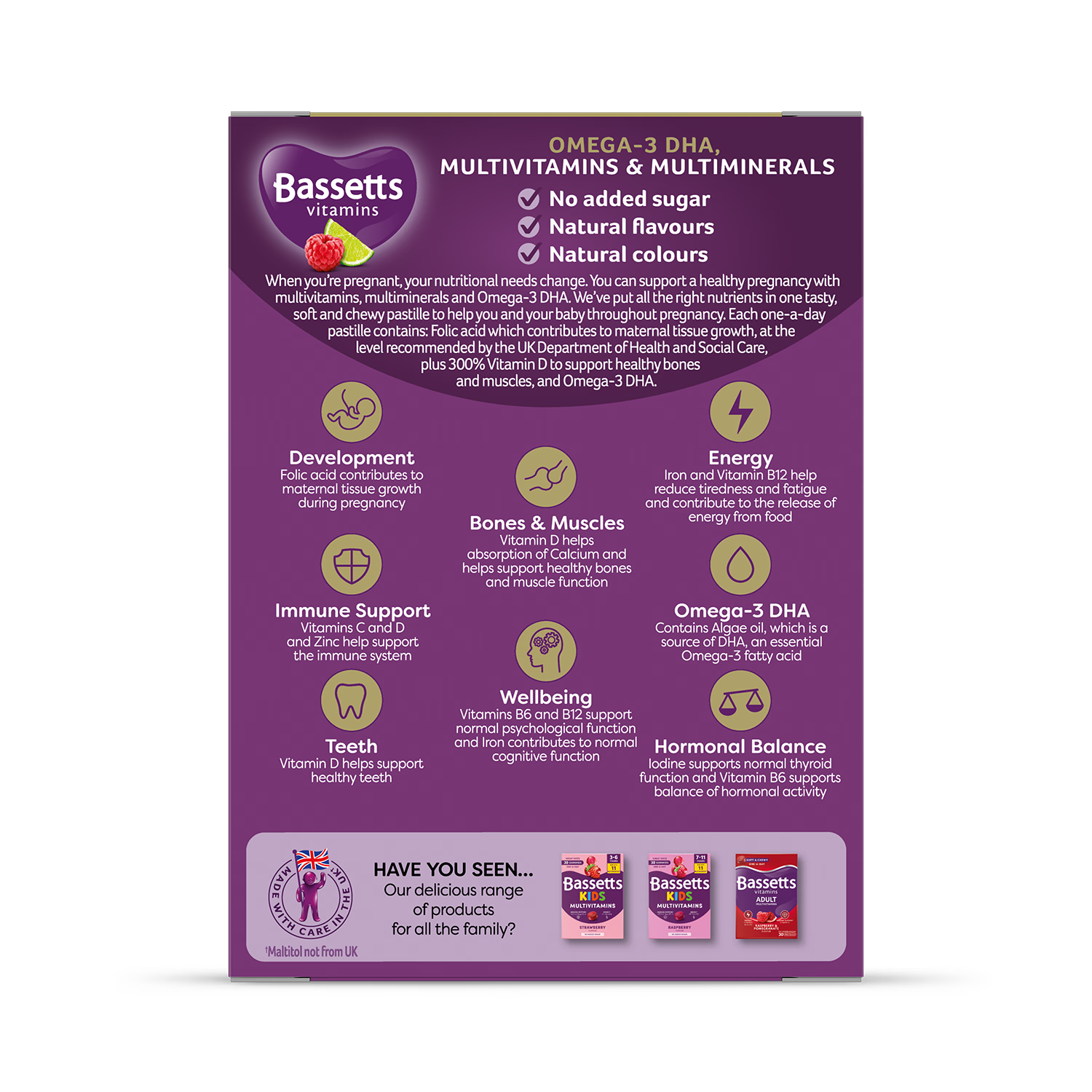 Bassetts pregnancy multivitamin gummies raspberry lime 30 count - British product