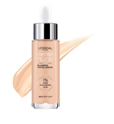 L'Oreal Paris True Match Nude Plumping Tinted Skin Serum, 1% Hyaluronic Acid GOODS Boots 0.5 - 2  