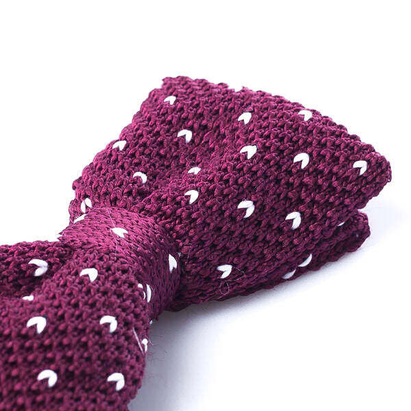 SVNX burgundy white crochet bow tie, imported from the UK