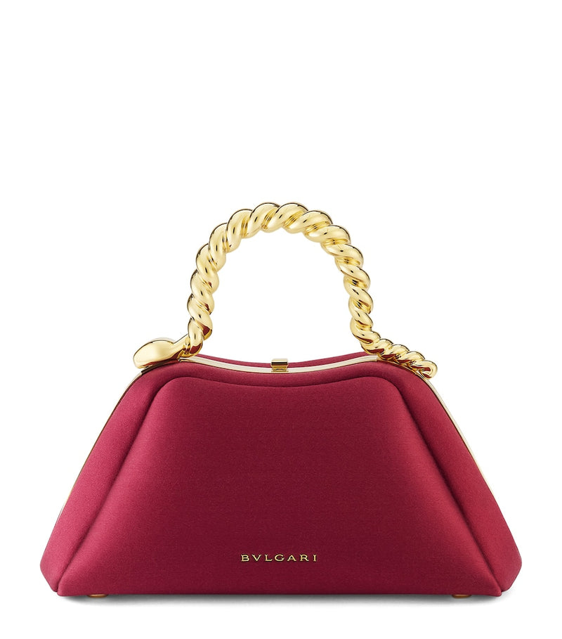 Bvlgari mini satin serpentine top-handle bag, imported from the UK