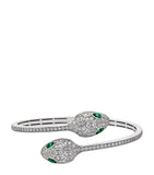 Bvlgari Serpenti bangle white gold diamond emerald, imported from the UK