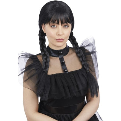 Superdrug Smiffys Adults Gothic Schoolgirl Wig with Plaits and Fringe- Buy online at McGrocer