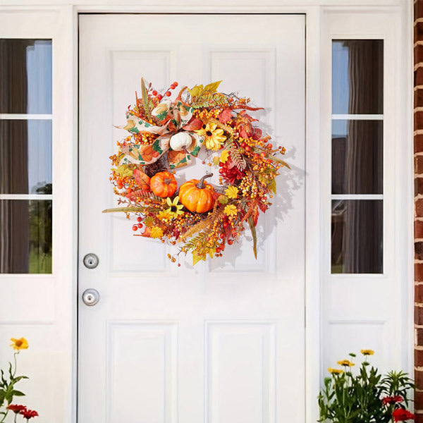 Livingandhome Halloween pumpkin maple leaf wreath 50cm (British brand)