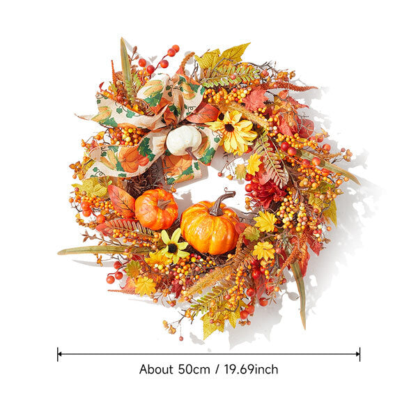 Livingandhome Halloween pumpkin maple leaf wreath 50cm (British brand)