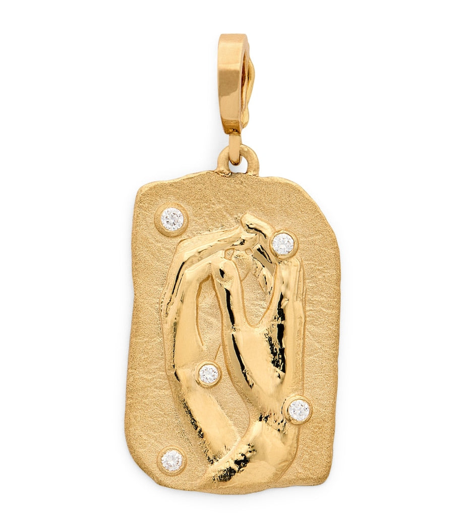 Azlee coin charm large yellow gold diamonds (British brand)