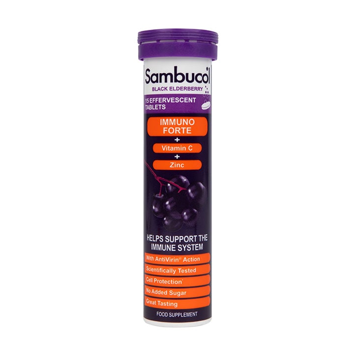 Sambucol Immuno Forte 15 Effervescent Tablets Immune Support Supplements Holland&Barrett   