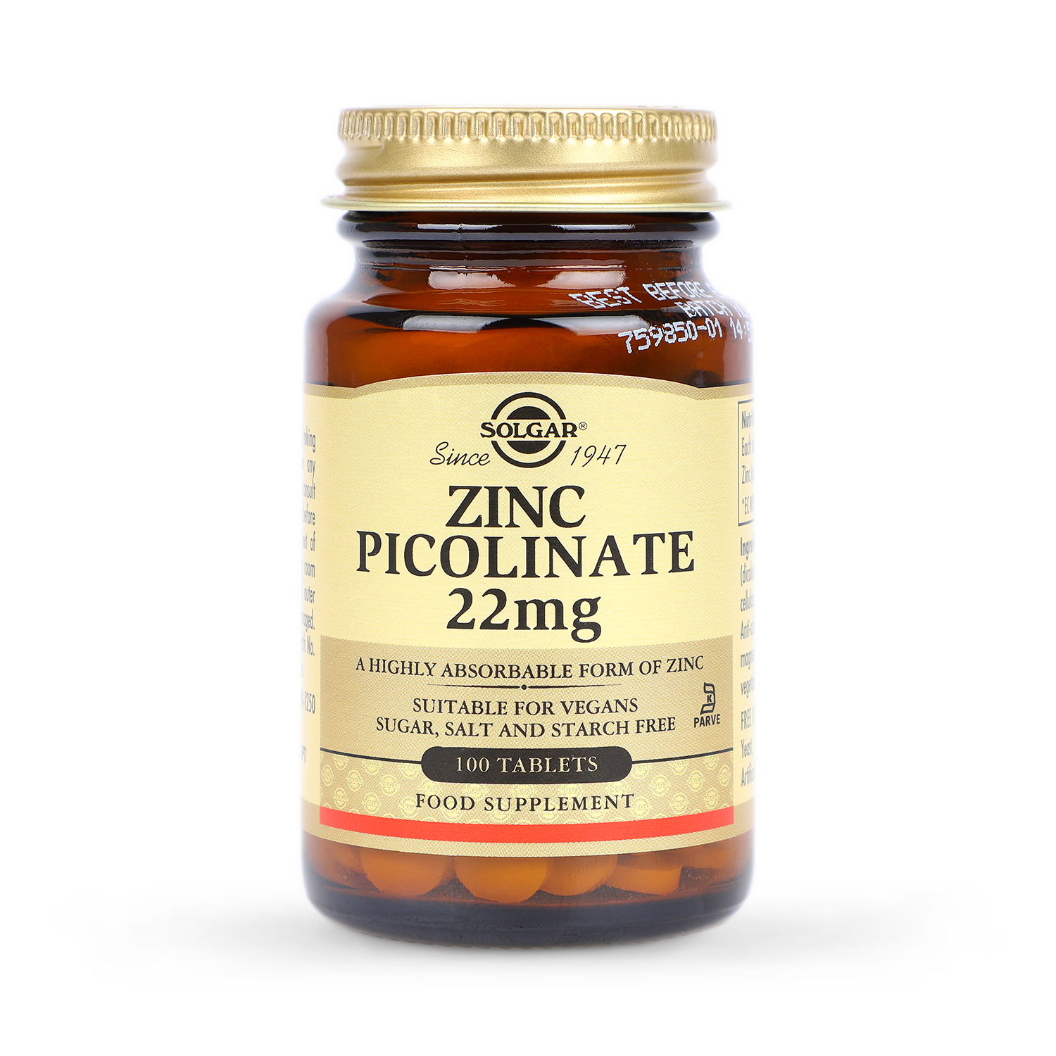 Solgar Zinc Picolinate 22mg 100 Tablets (British brand)