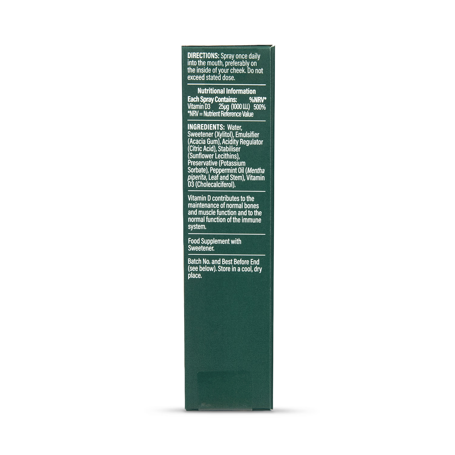 Holland & Barrett Vitamin D Spray Peppermint 15ml, imported from the UK