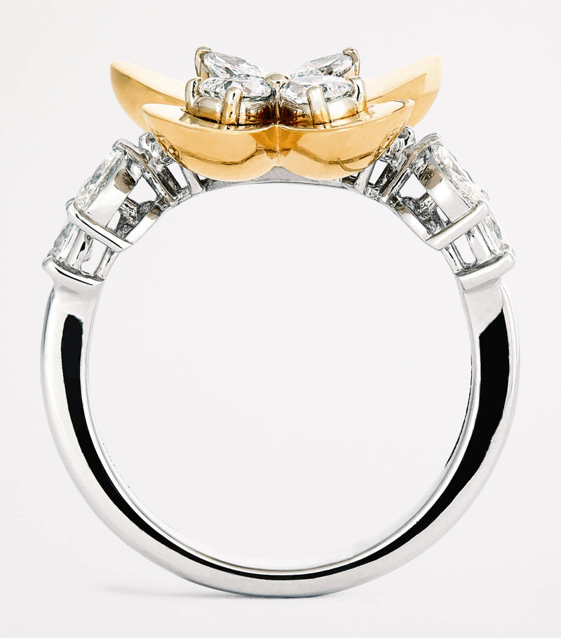 Yeprem yellow gold and diamond butterfly ring (British brand)