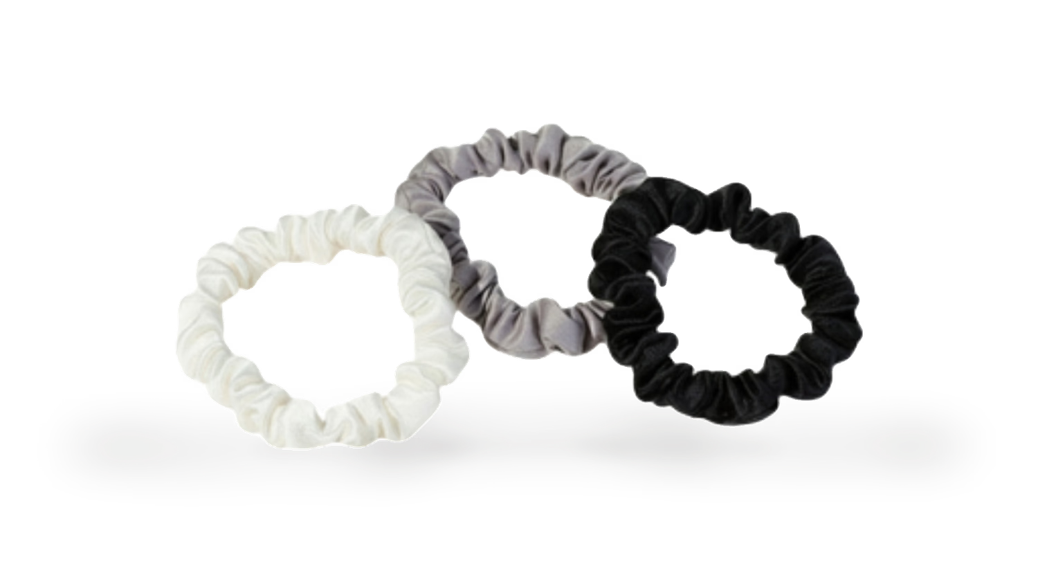 White Lotus Beauty mulberry silk scrunchies 3-pack, UK version