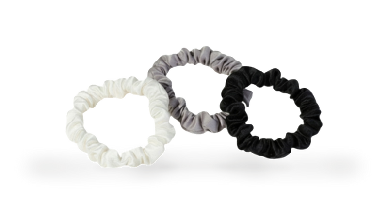 White Lotus Beauty mulberry silk scrunchies 3-pack, UK version