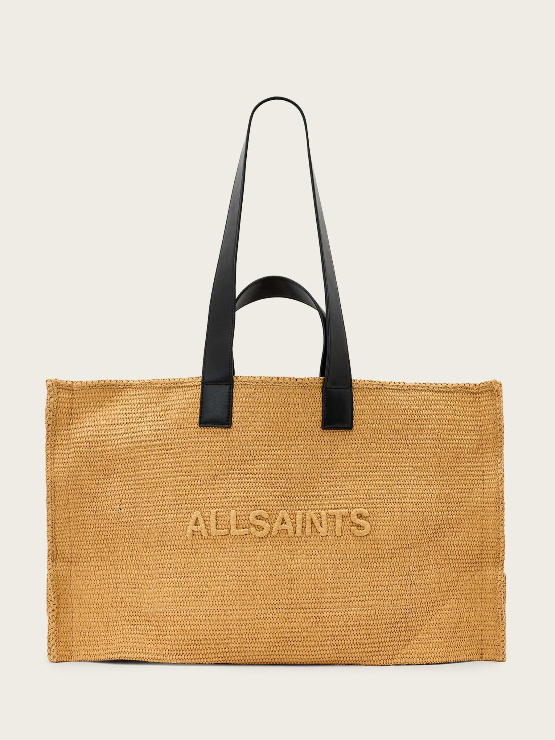 AllSaints Brown Lutece paper tote bag 34x59x17cm, imported from the UK
