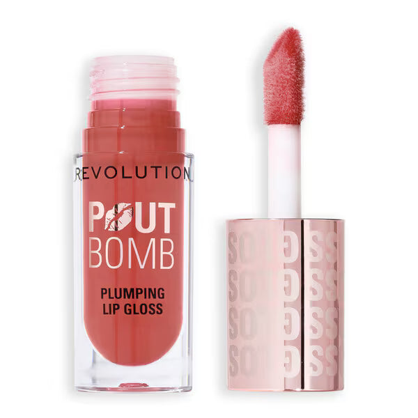 Revolution Pout Bomb Plumping Gloss Cookie Deep Nude, imported from the UK