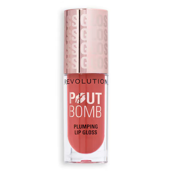 Revolution Pout Bomb Plumping Gloss Cookie Deep Nude, imported from the UK